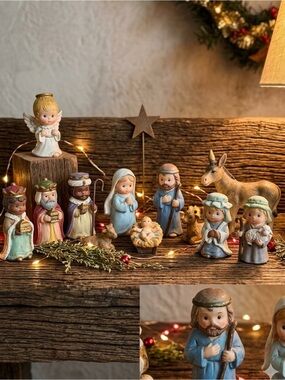 Vintage 2003 Holiday Time Nativity Set with cute Figurines
New in box